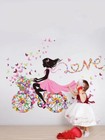 Pretty Flower Girl On Bike Wall Sticker For Girls Bedroom