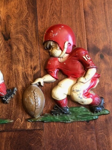 2 Appendiabiti da Parete Vintage Metallo Sexton 1970 Rosso Calcio Bambini Giocatori Made in USA - Foto 3 di 5