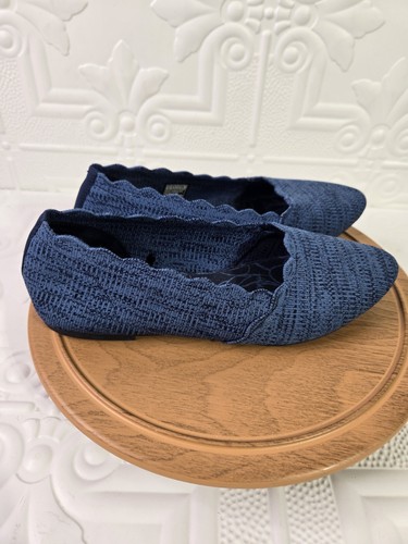 Skechers Cleo Newford Flats 44870 Scalloped Flat Air Cool Memory Foam BlueSz 8.5 - Picture 9 of 11