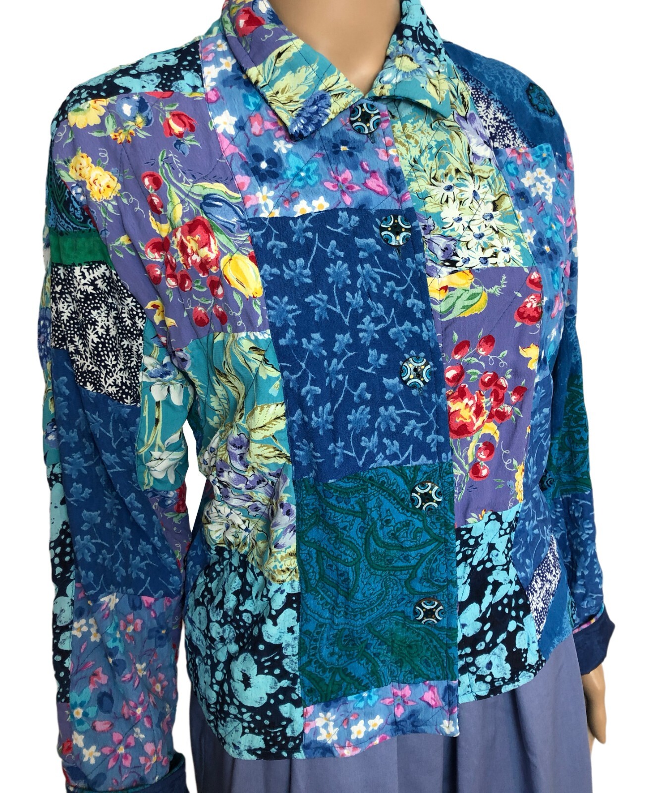 vtg Casual Studio Patchwork Button Jacket Sz S Ha… - image 8