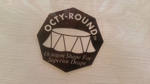 82" WHITE ROUND PAPER TISSUE/POLY LINED TABLE COVER OCTAGON SHAPE CREATIVE CO. - Picture 6 of 7