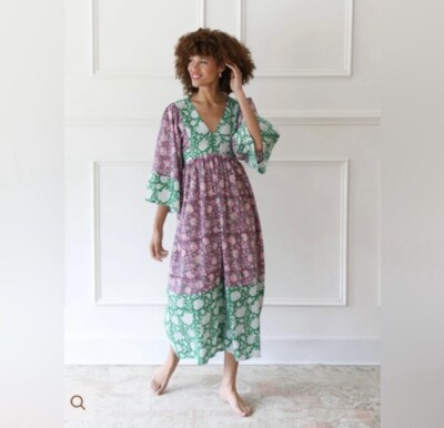 knee length dresses for ladies Adele Drawn Flora Printed Midi Dress (Lilac) main image 1