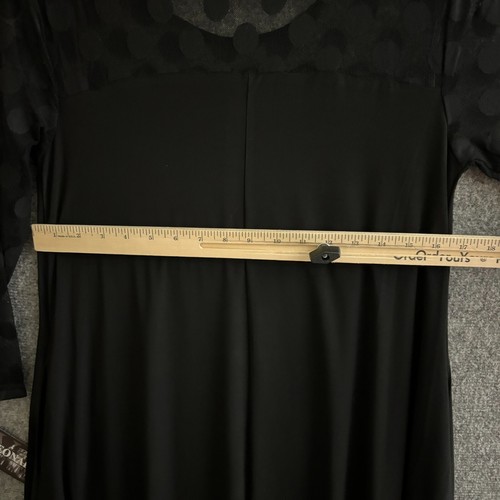 NEW Nina Leonard Dress Women's Medium Black Jersey Mesh Polka Dot 3/4 Sleeves - Picture 6 of 12