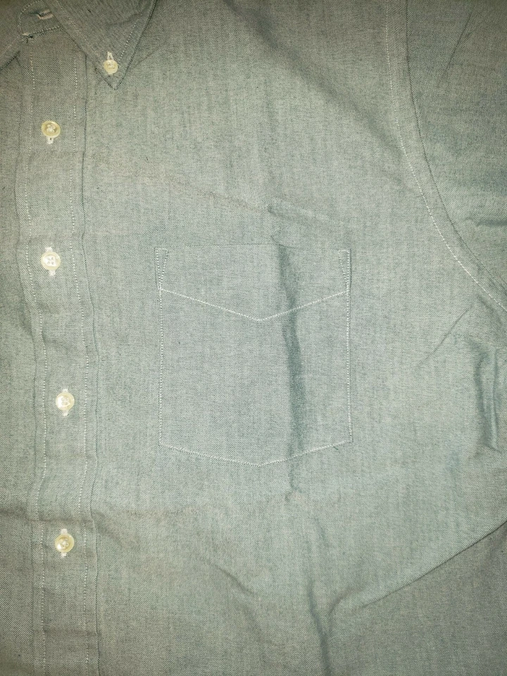 Camisa de vestir Cambridge azul manga corta para hombre algodón poliéster bolsillo 16,5  Foto 3 de 4