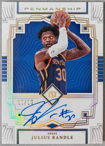 2022-2023 National Treasures Julius Randle Penmanship Gold Auto 10/10 #PS-JLR