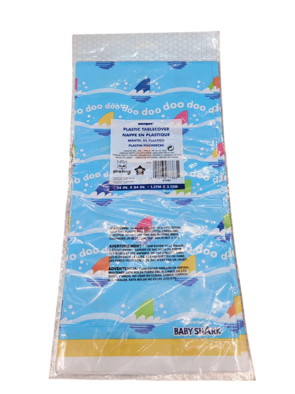 Pink Fong Baby Shark Plastic Disposable Table Cover 54"x84" Party Decor NEW
