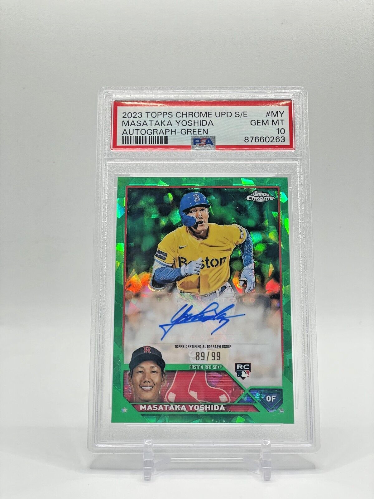Masataka Yoshida - 2023 Topps Chrome Update Sapphire Green Auto RC /99 PSA 10