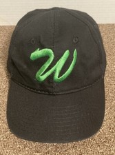 Outdoor Cap Youth Size Adjustable Black Hat Cap With Green W Logo