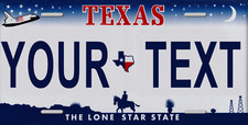 Texas Custom Personalized License Plate Novelty Automobile Accessory 12 X 6
