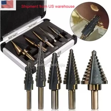 5pcs SAE Step Drill Bit Set HSS Cobalt Multiple Hole 50 Size (TRI-FLAT Shank)