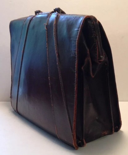 Vintage National NBC Top Qualität Rindsleder Aktentasche Leder Tasche Steampunk - Bild 8 von 10