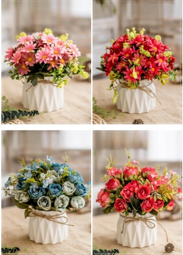 New Ceramic Vase Silk Flower Bubble Table Top Display Plant Home Decoration UK - Picture 4 of 29