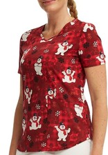 Frosty the Snowman Scrub Top Shirt Womens Size S-XL Plus 2X 3X Holiday Christmas