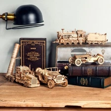 ROKR DIY 3D Wooden Puzzle Car Model Mechanical Self Assembly Kit Kids Boys Toys