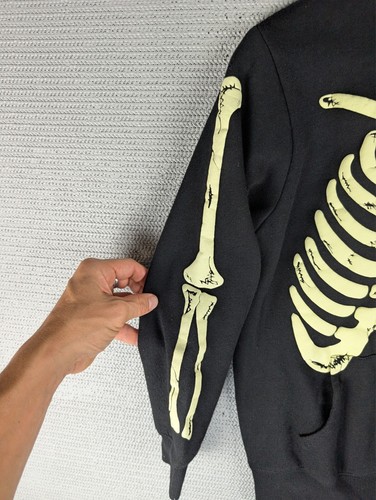 Peepin & Creepin hoodie zip-up skeleton glow size medium (10-12) youth black - Picture 8 of 16