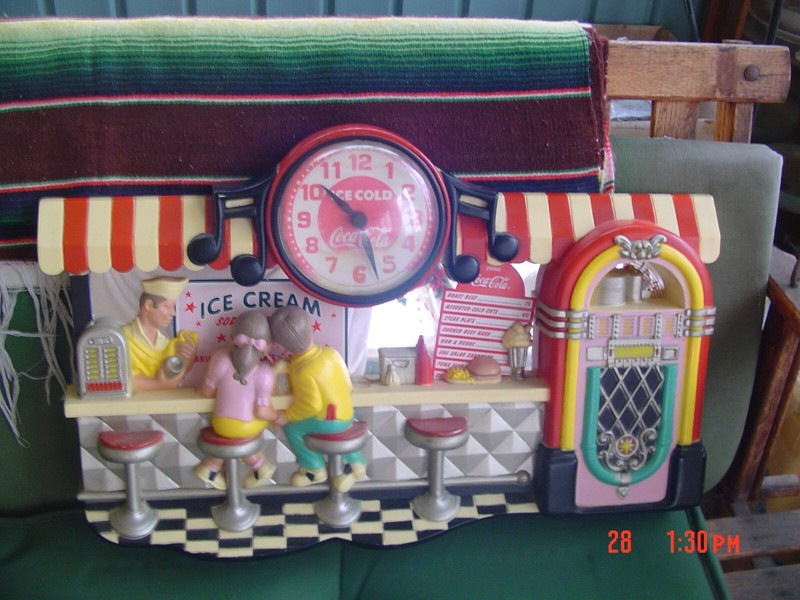  Coca Cola Vintage 3D Wall Clock Ice Cream Shop Soda Fountain Jukebox Diner