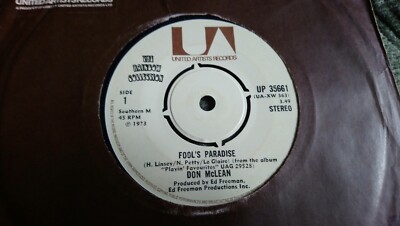 Don McLean: Fools Paradise/Happy Trails UNPLAYED FROM NEW 45 vinyl single NM