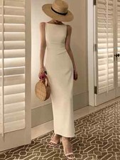 New Women Strap Sleeveless Sexy Dress Female Elegant Evening Midi Dress