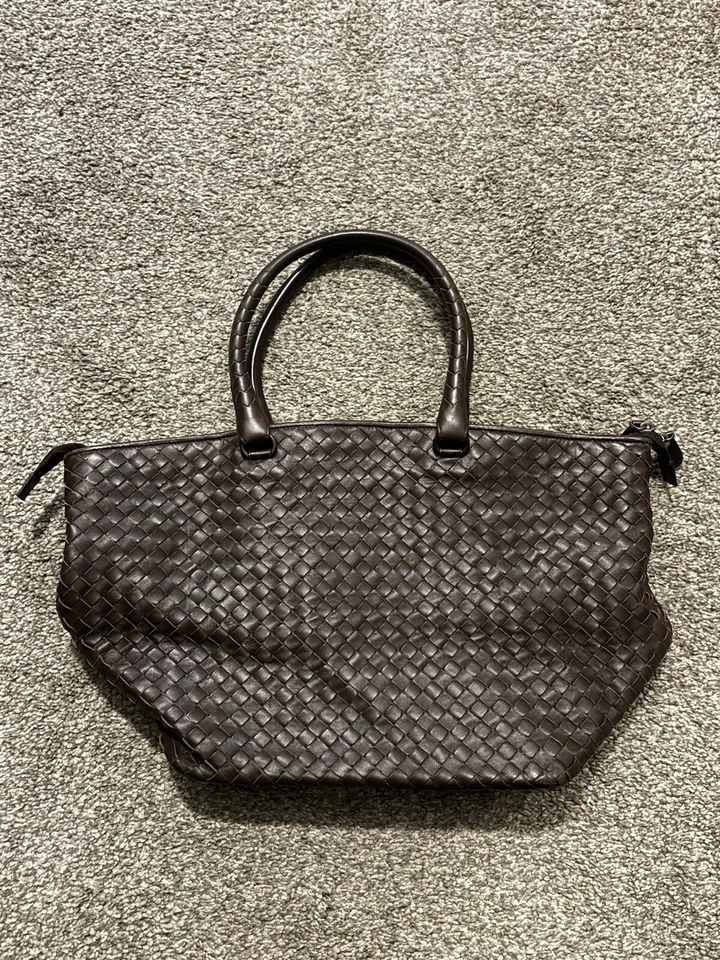 Bottega Veneta Authentic Handbag Tote 214728 Intrecciato Leather Brown