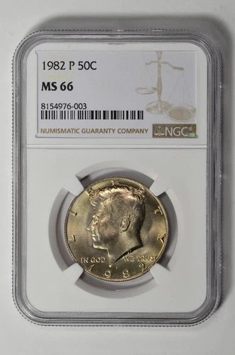 1982 P 50C Kennedy Half Dollar NGC MS 66 New Holder