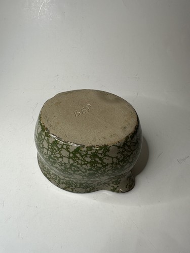 Vintage Beaumont Brothers Pottery Green Gravy Sauce Boat Salt Glaze Stoneware - Picture 7 of 11