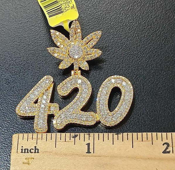 Sold Out 10k Gold 2.38 Carats 420 Cannabis Celebration Natural Diamond Pendant