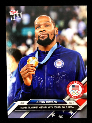 Kevin Durant 2024 Topps Now Olympic Makes Team USA History 4th Gold Medal #28