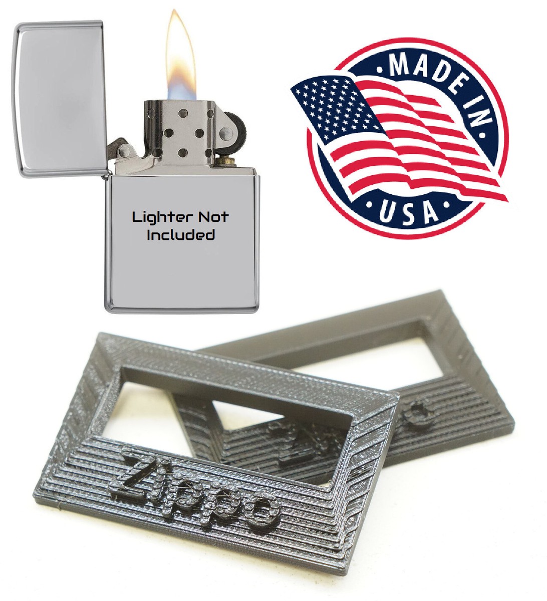 Display Stand Sturdy Base Holder for Zippo Lighter 2-pack *Black 