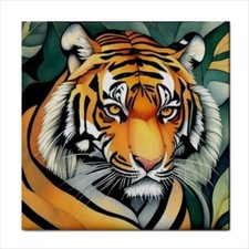 Tiger Portrait Ceramic Tile Backsplash Border Wall Decor Art