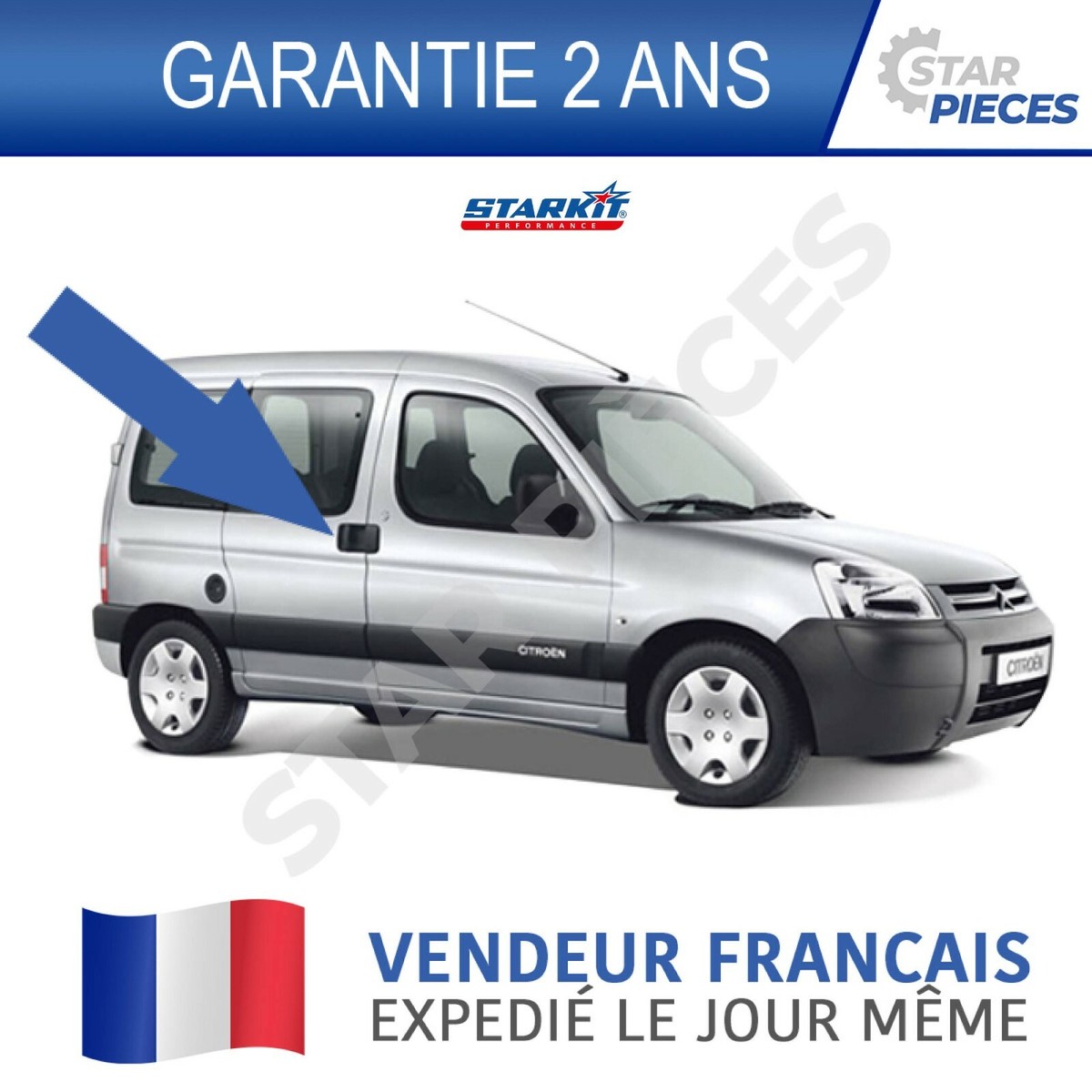 Poignée De Porte Coulissante Pour Citroën Berlingo & Peugeot Partner 1996-2008 - Noire, Numéro OEM 9101P8 - 8