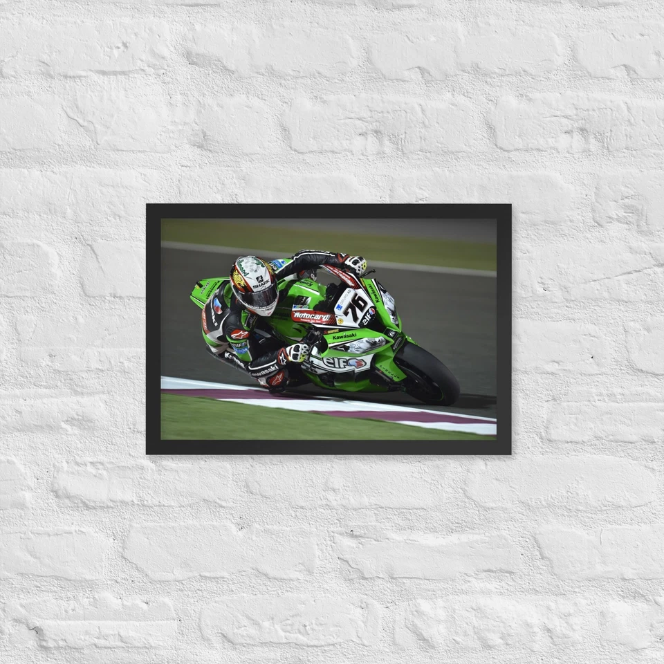 Póster con marco de arrastre de rodilla de carreras ZX10 - variedad de tamaños Foto 4 de 4