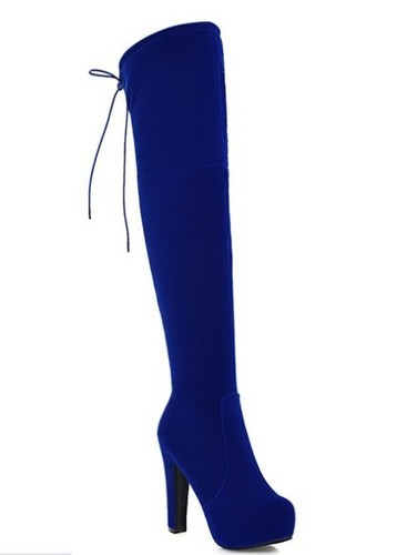 stivali alti invernali comodi tacco plateau 14 cm blu 8926 pelle sintetica  | eBay
