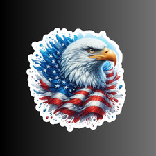 American flag bald eagle sticker vinyl decal freedom USA portrait