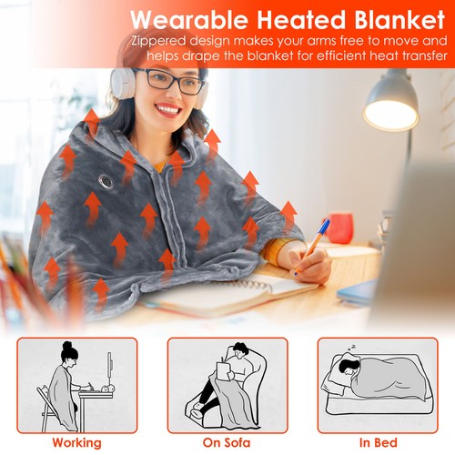 USB Electric Heated Blanket Fleece Portable Heated Throw Winter Warm Shawl US - Picture 6 of 16