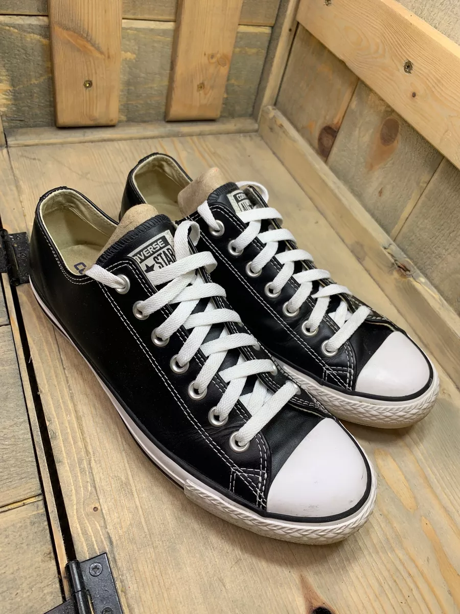 Converse All Star OX Leather Black/White Mens 8.5 Womens 10.5 | eBay