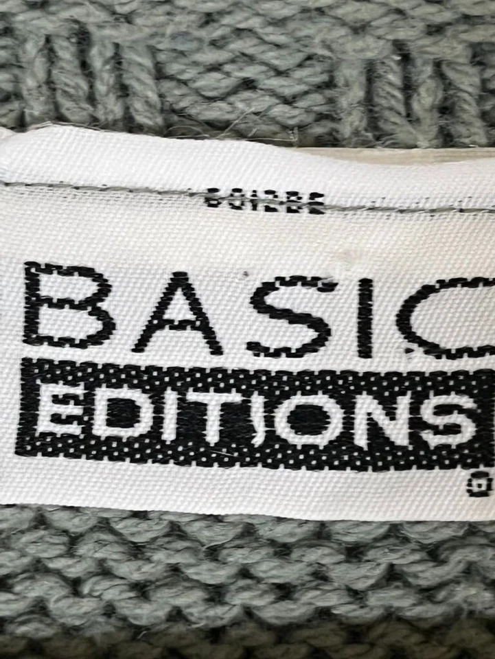 Basic Editions Snowflake Sweater Men 2X Green Winter Neutral Retro Grandpa 80s  - Image 2 of 4