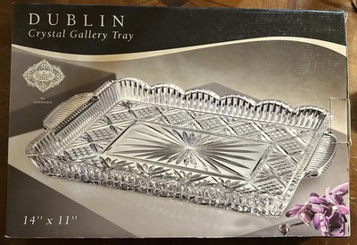 Dublin Crystal Gallery Serving Tray By Godinger 14 X11 X1.75 Open Box Never Used