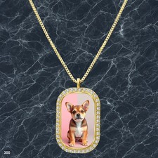 New Cute Dog Puppy Pendant Necklace Printed Design Beautiful Gold Tone Gold