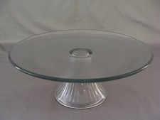 New Anchor Hocking Clear/Frosted Glass Footed Cake/Cupcake Stand, 10 1/2" across