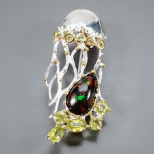 Super Top AAA+ 4 ct+ Natural Black Opal Brooch 925 Sterling Silver  /NB31619