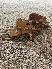 VTG Youth Western Tooled Leather Belt Southwest Painted Horses Sz 26 Unisex