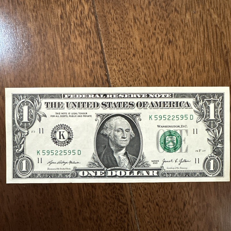Fancy Serials Numbers “RADARS” Trinary $1 2021 Uncirculated K(59522595)D