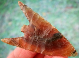 Super Fine Colorful G10 Oregon Agatized Flint Gunther Point with COA Arrowheads