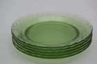 Vintage Pyrex Festiva Spring Green Swirl Glass Salad Plates 7.5" Set of 5 USA