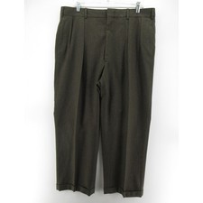 VINTAGE Polo Ralph Lauren Pants Men 36X29 Green Wool Pleated Trousers Cuffed