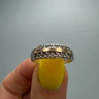 Vintage Gilt 925 Sterling Silver Ring Stone Women's Fine Jewelry Size 6 US