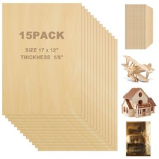 15Pcs Basswood Sheets 1/8 x 16 x 12 Inch Plywood Board, Plywood Sheets for Cr...