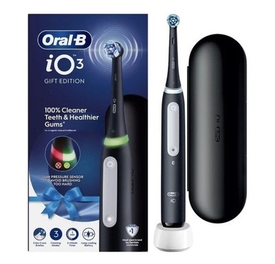 Oral-B iO 3 Gift Edition Matt Black Elektrische Zahnbürste mit Reiseetui - iO3 