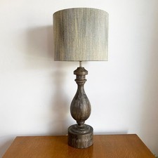 VTG John Lewis Tall Wood Grey Washed Distressed Style Table Lamp Base Solid