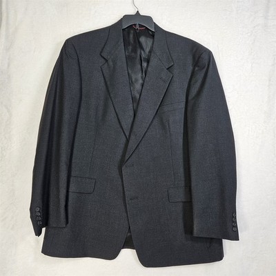 Hart Schaffner & Mark Wool Suit Jacket Mens Size 48L Two-Button Lined Black